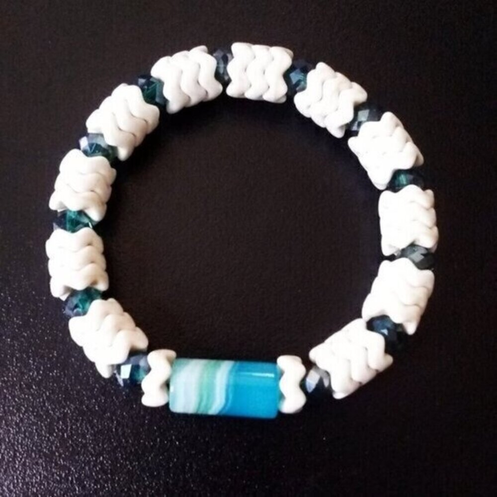 Boho Aqua + Teal! Agate, Crystal & Natural Howlite Beads! Fits Dainty 6" Wrists